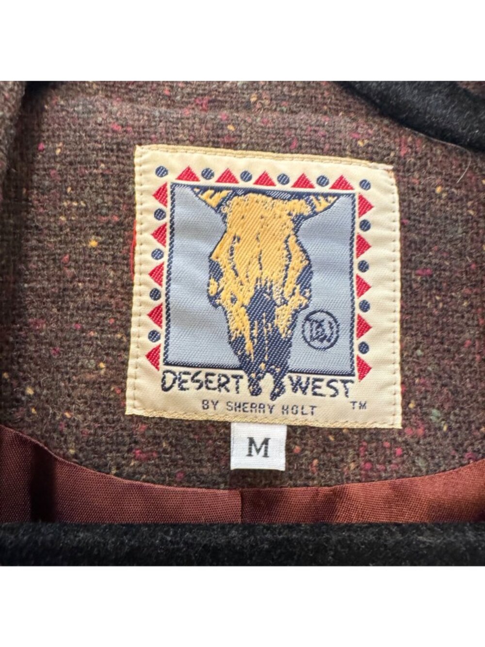 Vintage 90s Desert West Brown Wool Women's M Tweed Blazer Southwestern Boutique - Picture 3 of 16